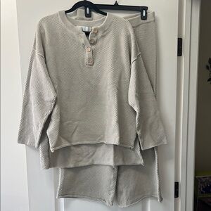 Free People Light Green Knit Button Cardigan Set